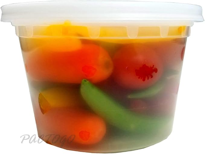 16 oz. Heavy Duty Round Deli Food Soup Plastic Container w/Lid 100% BPA Free (Pack of 12 Sets) - Image 6