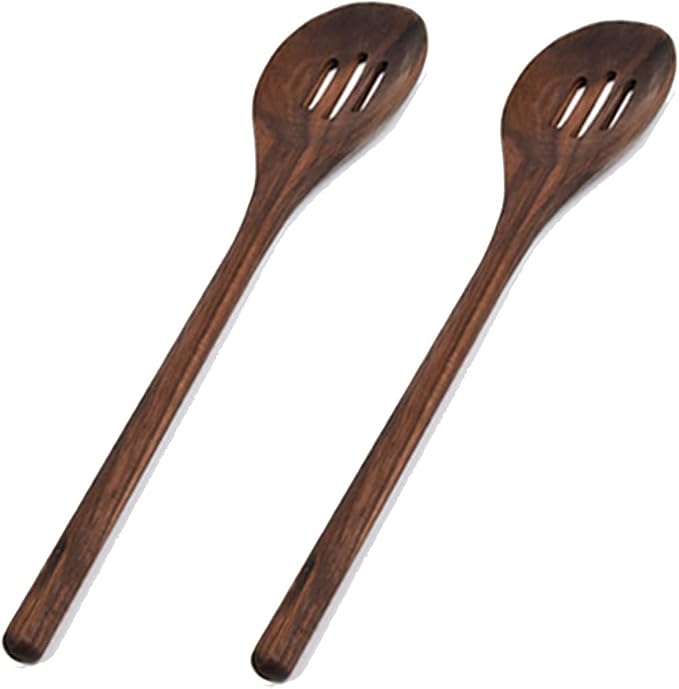 Black Walnut Kitchen Utensils Set,Handmade Natural Walnut Solid Spoon, Slotted Spoon, Spaghetti Server, Spatula, Slotted Spatula,2 slotted spoon by FiunkesLightFixture