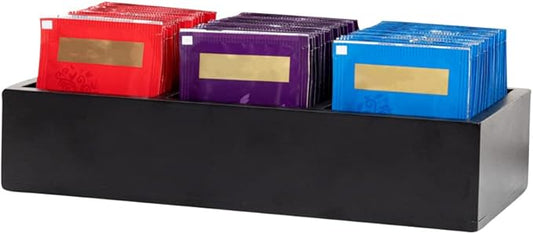 Restaurantware-9.5 x 4.25 x 2 Inch Coffee Condiment Organizer, 1 Rectangle Creamer Organizer - 3 Compartments, Black Bamboo Coffee Accessory Caddy, Won't Chip, For Tea And Sugar Packets by Restaurantware