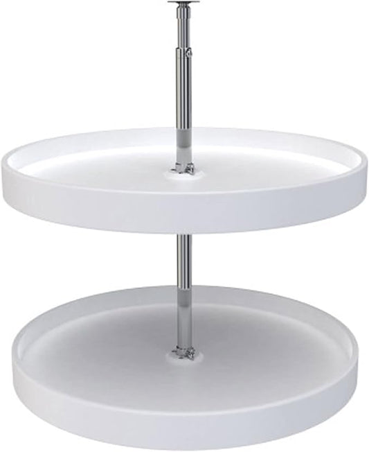 Rev-A-Shelf 24" Dual Full Circle Lazy Susan Organizer for Upper Corner Kitchen Cabinets, Plastic Home Storage 2 Tier Shelves, White, 6012-24-15-52 by Rev-A-Shelf