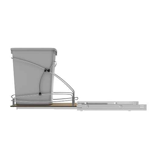 Rev-A-Shelf 35 Qt / 8.75 Gal Steel Bottom Mount Single Pullout Waste Container w/Soft-Close for Base Cabinets, Min Opening Width of 11", Silver, 54WC-1535SC-17-1 - Image 8