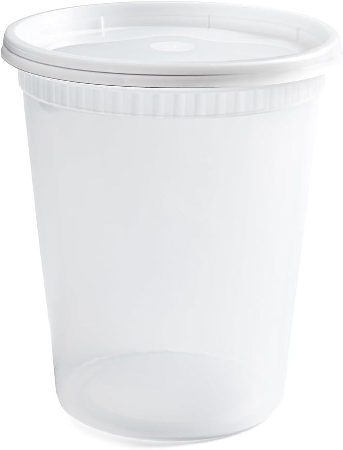 32 oz Deli Containers with Lids (240 Pack) Bulk – Plastic Quart Container with Lid Disposable 32oz freezer Soup & Food Storage Tall large Container 32 Ounce - Cups with Cover [240 Sets Case/Pack] - Image 6