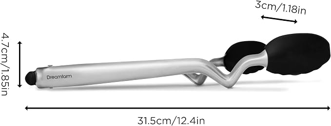 Dreamfarm Clongs Grippy Silicone & Stainless Steel Kitchen Cooking Tongs with Click-Lock Open & Close - 12" Black | Stainless steel, strong-grip non-stick safe tips, one-handed button lock open and close, sit-up handles for mess free benches - Image 11