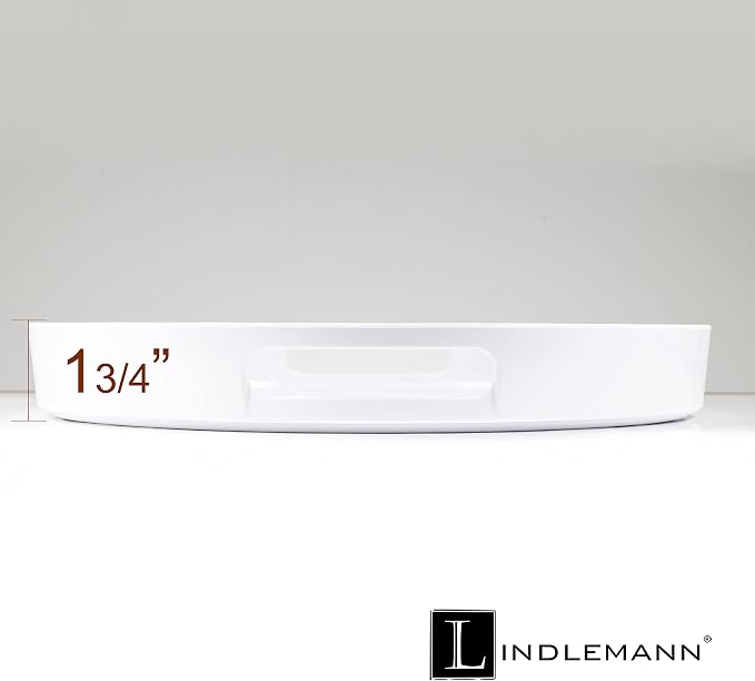 White Serving Tray Large Melamine Platter Round Breakfast Trays with Handles for Coffee Table Ottoman Living Room Home Décor Holiday Celebration & Party (13.5") - Image 3