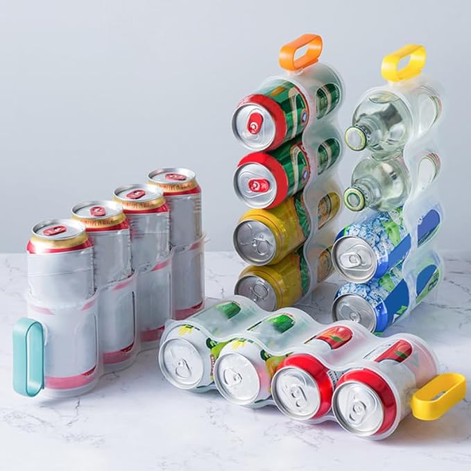 ULTECHNOVO 3pcs Portable Soda Can Organizer Refrigerator Shelf Beer Can Holder with Carrier Handle for Juice Drink Beer Fridge Storage Sliding Rack - Image 9