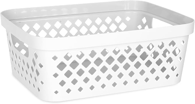 Glad Plastic Storage Basket Set, Value Pack of 6 | Open Storage Bins for Shelves, Bathroom, Pantry, Closet | Nesting Organizer Boxes with Handles, 2 Gallon, White - Image 2