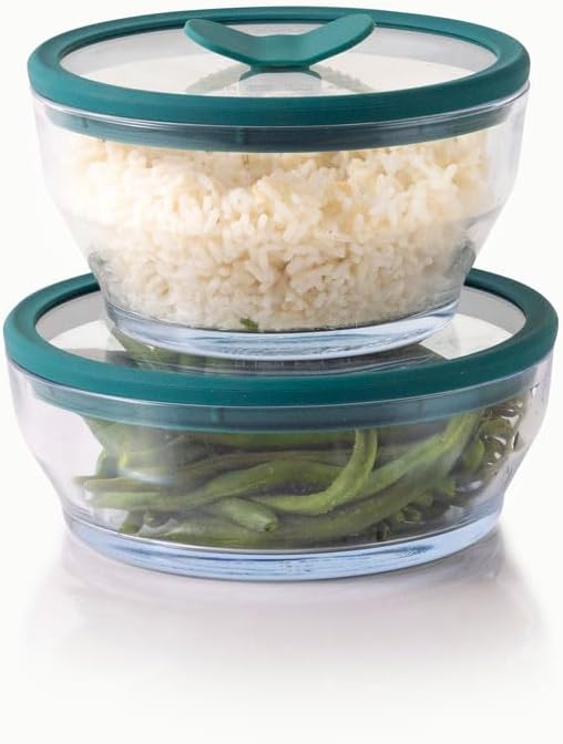 Anyday 4-Piece Medium Glass Food Storage with Lids (Clear Kale) | Plastic-Free Meal Prep, Microwave Cookware, Stackable Airtight Storage Container, Vented Lid for Microwave-Safe Reheating - Image 8