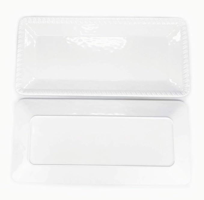 KX-WARE 17-Inch Melamine Serving Tray/Platters Set of 4, White & Rectangular | 100% Melamine,Dishwasher Safe,BPA Free - Image 3