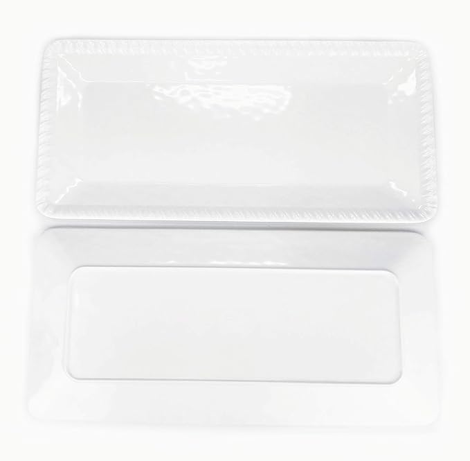 KX-WARE 17-Inch Melamine Serving Tray/Platters Set of 2, White & Rectangular | 100% Melamine,Dishwasher Safe,BPA Free - Image 4