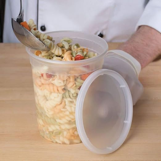 Microwavable Hot and Cold Translucent Plastic Deli Food Storage Container with Lid, 32-Ounce (50 Pack, 32 Oz) - Image 2