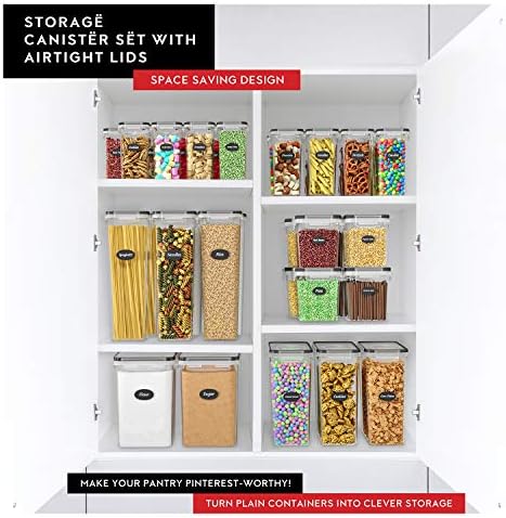 4 Pack Cereal Dispenser Airtight Food Storage Containers and Pack of 6 Plastic BPA Free Kitchen Pantry Storage Containers with Labels and Marker - Image 2