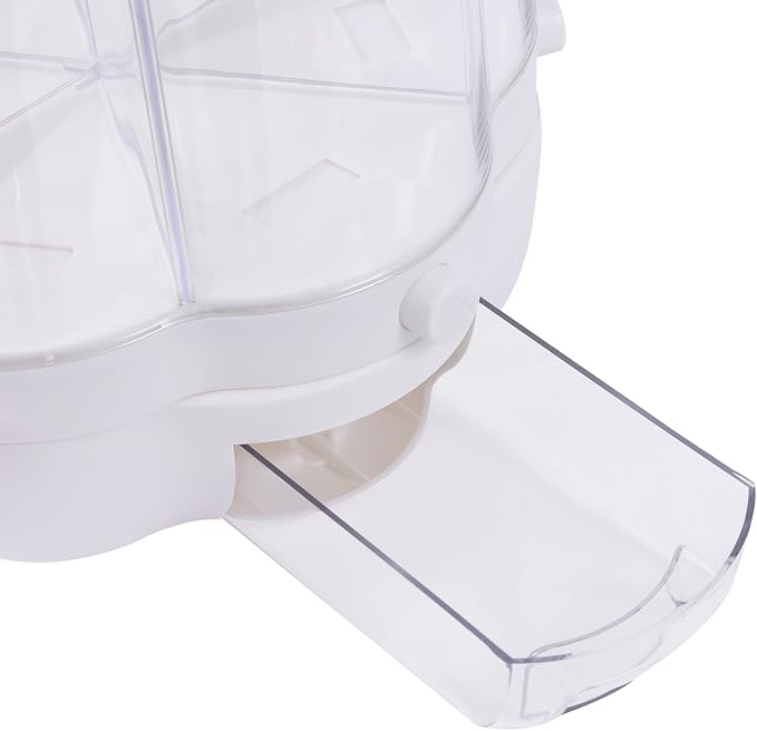 360° Rotating Grain Dispenser With 6 Grids, 13.2lbs Large Capacity Grain Dispenser Rotating Kitchen Storage Containers With Sealed Lid For Peanut Barley Millet And Cereal (White, 17.6 lbs) - Image 6