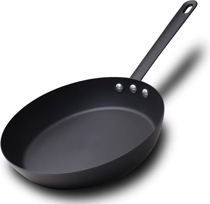 Coating-Free Carbon Steel Pan, Durable 10 Inch Nitrided Frying Pan, Oven Broiler Safe 660F and Induction Compatible, PFOA Free by Letschef