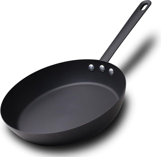 Coating-Free Carbon Steel Pan, Durable 10 Inch Nitrided Frying Pan, Oven Broiler Safe 660F and Induction Compatible, PFOA Free by Letschef