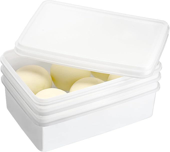 BSTKEY 3 Pack Plastic Pizza Dough Proofing Box with Lid, White Bread Dough Proofing Storage Container Rectangle Food Storage Box Cake Dessert Carrier Organizer (Size S) - Image 4