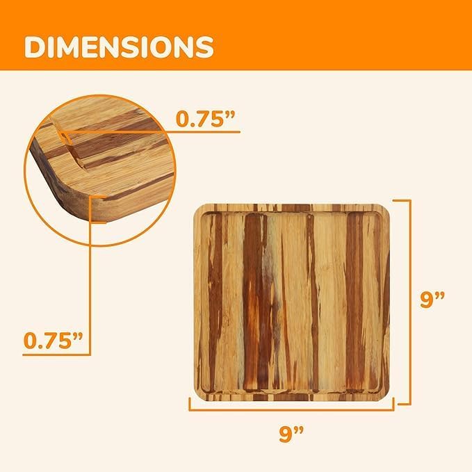 Bamboo Serving Tray - 9" x 9" x 0.75" - Tiger Stripe - 30 Trays - Image 3