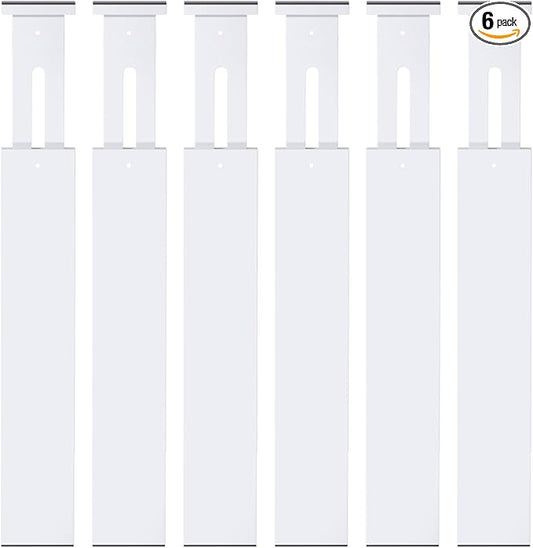 Bamboo Drawer Dividers, Adjustable Drawer Organizers, Fits 17.6–21" Drawers | 2.5" High, 6 Pack Expandable Drawer Separators for Kitchen, Nursery, Dressers & Office Storage, White by Ryqtop