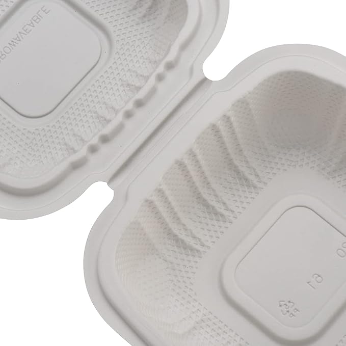 TIYA Clamshell Food Containers - White Bulk 150 Pack, 6x6 in - BPA-Free Plastic To-Go Containers - Microwavable, Hinged, Tall Reusable Clamshells - Great for Meal Prep - Image 3