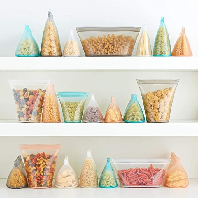 Zip Top Reusable Food Storage Bags | 3 Bag Set [Teal/Peach/Lavender] - 2 Sandwich, 1 Snack | Silicone Meal Prep Container | Microwave, Dishwasher and Freezer Safe | Made in the USA - Image 6