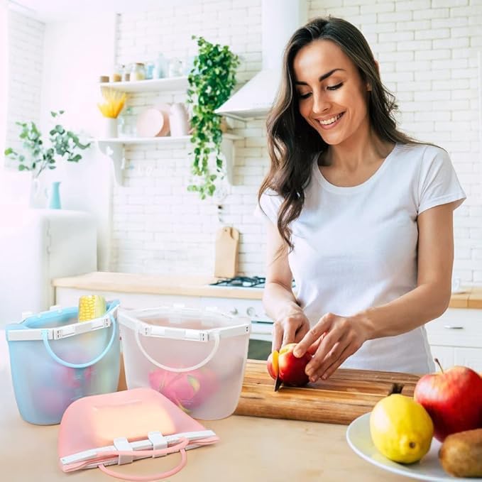 Reusable Food Storage Silicone Bags Leakproof Airtight SnapBag Pouch Stand-Up Flat Bottom Reuse Ziplock Freezer Bag, Dishwasher Safe Bags Reusable Sous Vide - Image 5