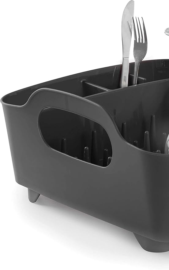Umbra Tub Dish Drying Rack – Lightweight Self-Draining Dish Rack for Kitchen Sink and Counter at Home, RV or Motorhome, Smoke, Black (330590-582) - Image 2