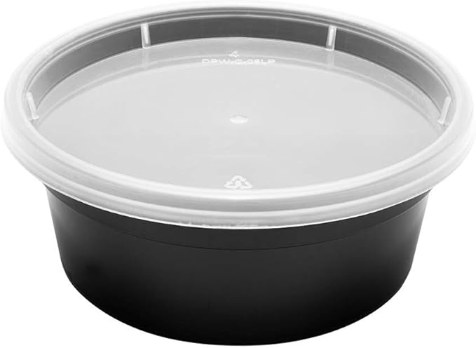 Karat [8oz - 240 ct Black PP Injection Molded Round Deli Containers with Lids (FP-IMDC8-PPB) - Image 7