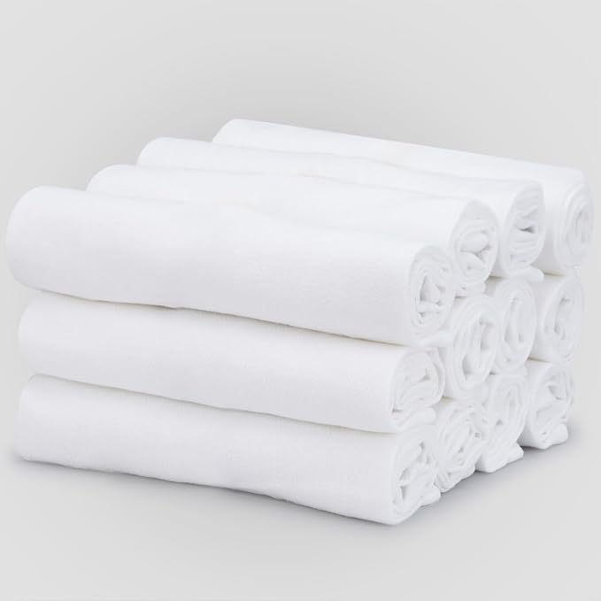 THREAD SPREAD 100% Cotton Dish Cloths - Flour Sack Kitchen Towels - Cotton Blank Towel - Thick Absorbent Quick Dry, Machine Washable - Cleaning & Drying - 28"x28" - Pack of 12, White by THREADSPREAD
