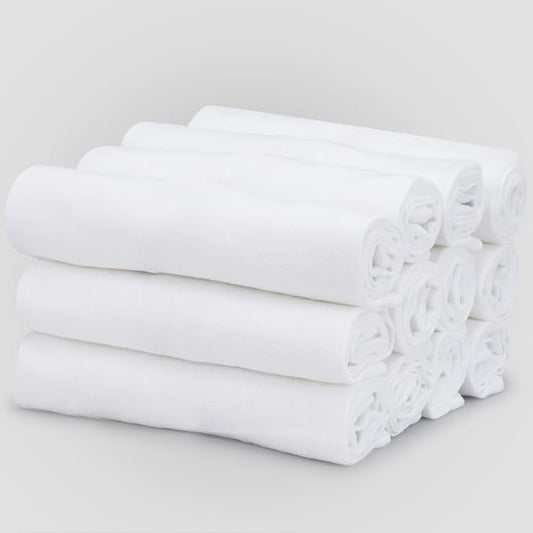 THREAD SPREAD 100% Cotton Dish Cloths - Flour Sack Kitchen Towels - Cotton Blank Towel - Thick Absorbent Quick Dry, Machine Washable - Cleaning & Drying - 28"x28" - Pack of 12, White by THREADSPREAD