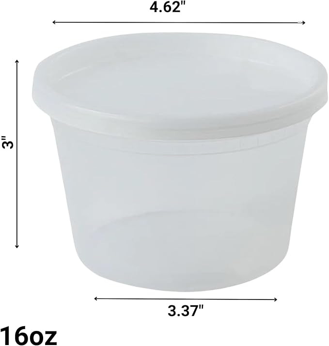 16 Oz Deli Containers with Lids | Heavy Duty BPA Free Food Storage Cups for Soup Meal Prep Slime Leftovers | Microwave Freezer Safe Reusable Round Containers | 96 Count - Image 2