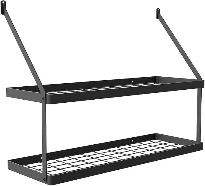 KES 2-Tier Wall Pot Rack, 30-Inch, 100 Lbs Load, Heavy-Duty, Matte Black | 12 Removable S-Hooks, Cast Iron Pots and Pans Organizer, 16-Inch Stud Spacing, Kitchen & Dining Storage - Image 9
