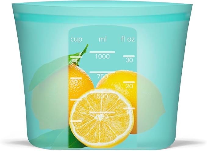 Reusable Freezer Bags Quart Size, 4 Pack, 100% Silicone Stand Up Ziplock Reusable Silicone Food Storage Bags Sandwich Bags Containers, Freezer Microwave Oven Dishwasher Safe, Aqua, 33.8fl.oz - Image 7