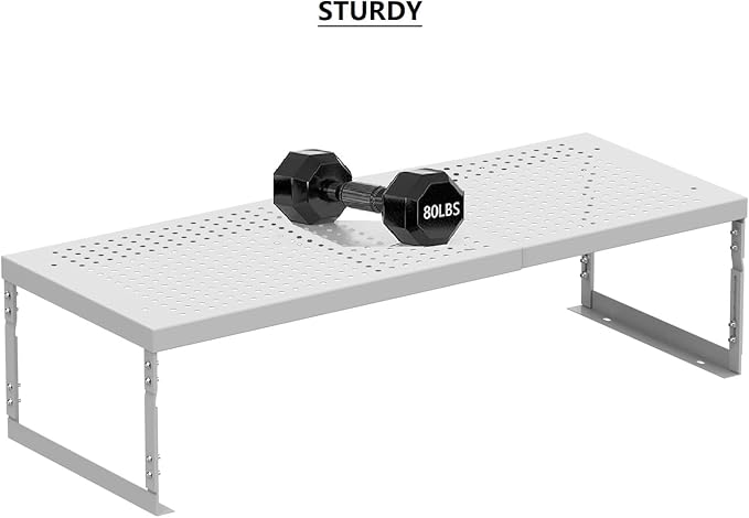 Stackable Expandable Metal Shelf Organizer - Adjustable Wire Storage Rack with Holes for Kitchen, Bathroom, Cabinet, Office - Space Saving, Durable & Sturdy Design（1PACK/Medium/White - Image 4