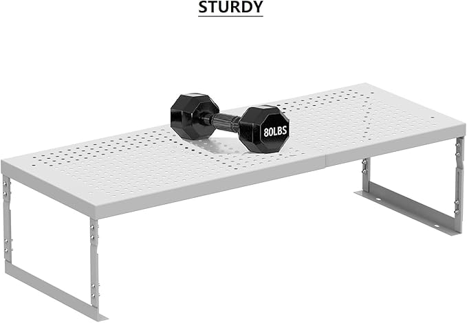 Stackable Expandable Metal Shelf Organizer - Adjustable Wire Storage Rack with Holes for Kitchen, Bathroom, Cabinet, Office - Space Saving, Durable & Sturdy Design（1PACK/Large/White - Image 4