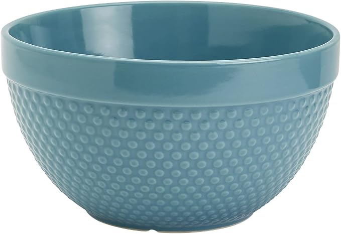 Tabletops Gallery Hobnail Style 4 Piece Blue Storm Stoneware Nesting Mixing Bowl Set for Baking and Cooking - Image 6