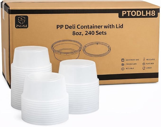 [8oz-240 Sets Plastic Deli Containers with Lids - BPA Free Clear Soup Containers with Airtight Lids, Leak Resistant Food Storage for Meal Prep, Stackable/Microwave/Dishwasher/Freezer Safe - Image 2