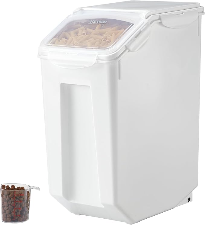 VEVOR Rice Storage Container, 4.5Gallon/20L Capacity Large Dog Food Dispenser Bin, Kitchen Ingredient Grain Cereal Flour Bin, Pet food Containers with Wheels, Measuring Cup, Airtight Lid, 1 Pack - Image 9
