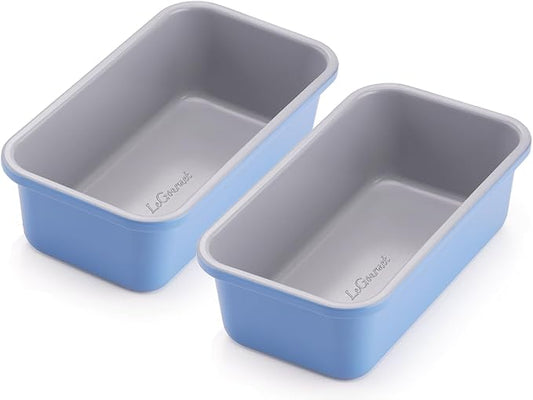 LeGourmet Nonstick Bread Loaf Pan 9 X 5 Inch, Ceramic Coating, Non-Toxic, Rust Resistant Aluminized Steel, Perfect 1 lb Baking Dish for Meatloaf, Pound Cake & Brownie (Cyan 2pcs) by Home