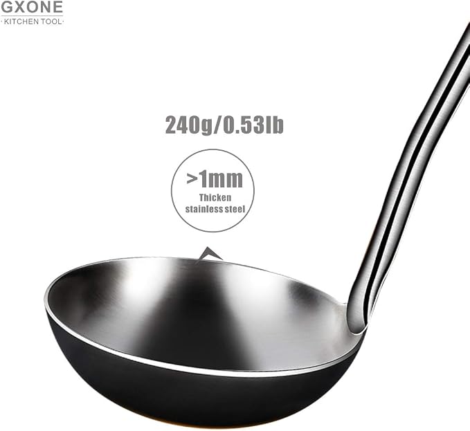 Soup Ladle,304 Stainless Steel Cooking Ladle with Wooden Handle,14.6Inch | Large soup ladle,cooking spoon for wok,for serving soups and stew - Image 4
