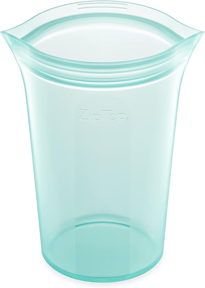Zip Top Reusable Food Storage Bags | Large Cup [Teal] | Silicone Meal Prep Container | Microwave, Dishwasher and Freezer Safe | Made in the USA by ZipTop