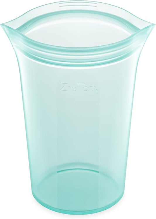 Zip Top Reusable Food Storage Bags | Large Cup [Teal] | Silicone Meal Prep Container | Microwave, Dishwasher and Freezer Safe | Made in the USA by ZipTop