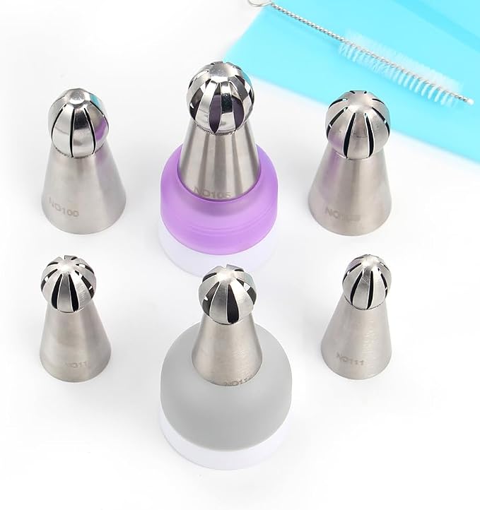 10 Pcs Stainless Steel Ball Twist Flower Icing Tips Set for Cupcakes | Ball Twist Drop Flower Piping Tips for DIY Cupcakes Bouquets, Cake Flower Decoration & Cupcakes Decorations by ChooYes