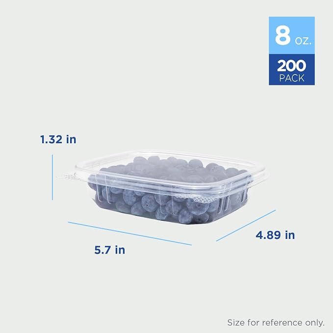 Karat [8oz -200 ct Small Clamshell Containers with Lids, For Berries, Fruits, Nuts, and Home Meal Prep - Clear Plastic Food Containers, Take Out Containers - Image 4