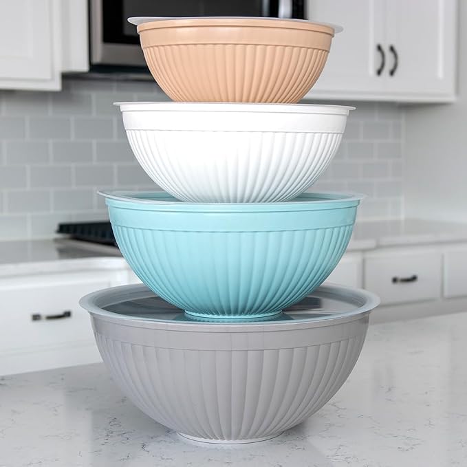 Nordic Ware Prep and Serve Mixing Bowls Set, 8-Piece, Earth-Tones - Image 3