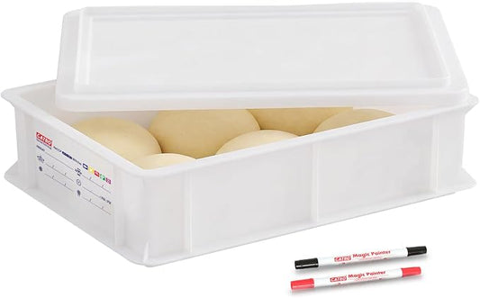 Pizza Dough Proofing Box with Lid, Commercial Food Grade Stackable Bread Proofing Container with Label Sticker & 2 Erasable Markers, BPA Free, Fits Up to 6 Dough Balls by GATBO