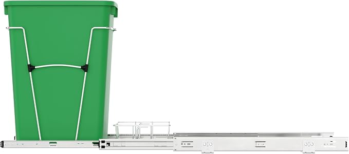 Rev-A-Shelf Pullout Trash Can for Kitchen Cabinets 35 Qt Garbage Waste Recycling Bin with Full Extension Slides, Green, RV-12KD-19C-S - Image 8
