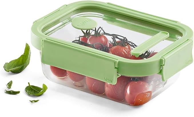 Lékué Rectangular Glass Food Container with Airtight Lid & Steam Valve - 22oz - Borosilicate Glass & 100% Platinum Silicone Lidded Dish for Storage and Cooking - Microwave, Freezer & Dishwasher Safe - Image 2