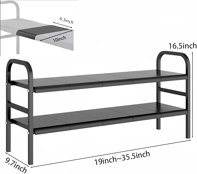 Expandable Under Sink Organizer with 10 Removable Panels, Adjustable Storage 2-Tier Shelf for Kitchen, Bathroom, Pantry,Multi-Purpose Expandable Cabinet Shelf Rack (19-35.5 Inch) (brown, Large) - Image 3