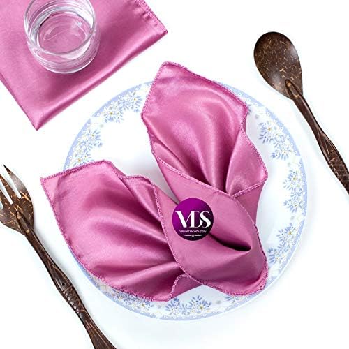 VDS - 100 Pieces | Satin Napkins 20 x 20 Inch Square | Kitchen & Dinner Table Napkins Cloths Handkerchief for Restaurant Bistro Wedding Christmas Birthday Party Dinner Decoration (Dusty Pink) by VDS