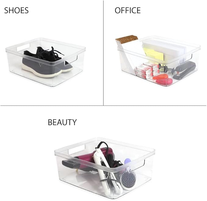 Isaac Jacobs 2-Pack Large Clear Storage Bins (11.5” L x 14” W x 5.5” H) | Cutout Handles, Plastic Organizer for Home, Office, Kitchen, Fridge/Freezer, Bathroom, BPA Free, Food Safe (Large) - Image 4