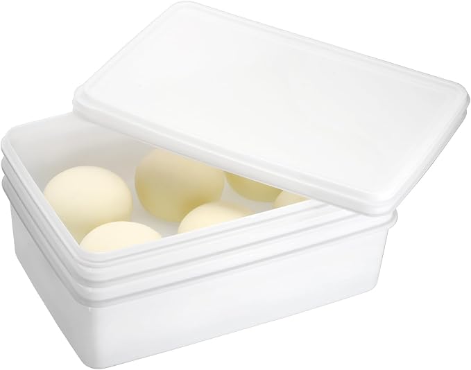 BSTKEY 3 Pack Plastic Pizza Dough Proofing Box with Lid, White Bread Dough Proofing Storage Container Rectangle Food Storage Box Cake Dessert Carrier Organizer (Size L) - Image 4